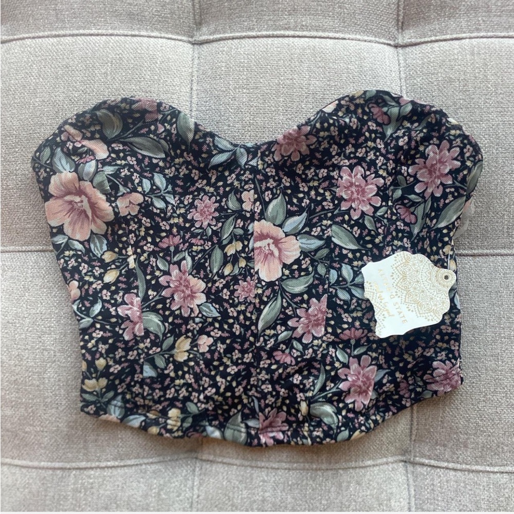 NWT Altar’d State Floral Mesh Corset Tube Top